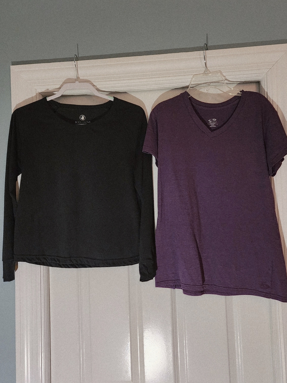 Body Glove Black Long-Sleeve Top & Champion Purple V-Neck Tee - Bundle